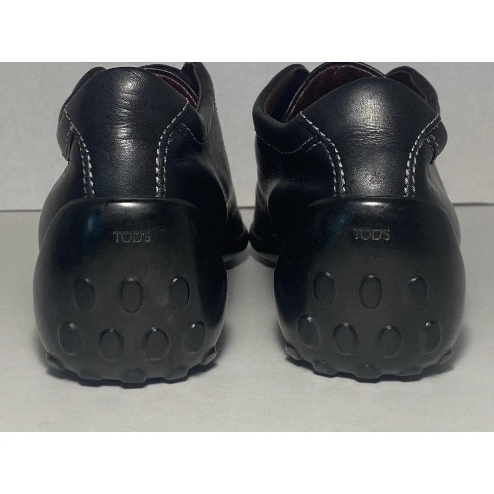 TOD'S Black Italian Leather Woman's Slip On Classic Sneakers/Loafers US size 6.5